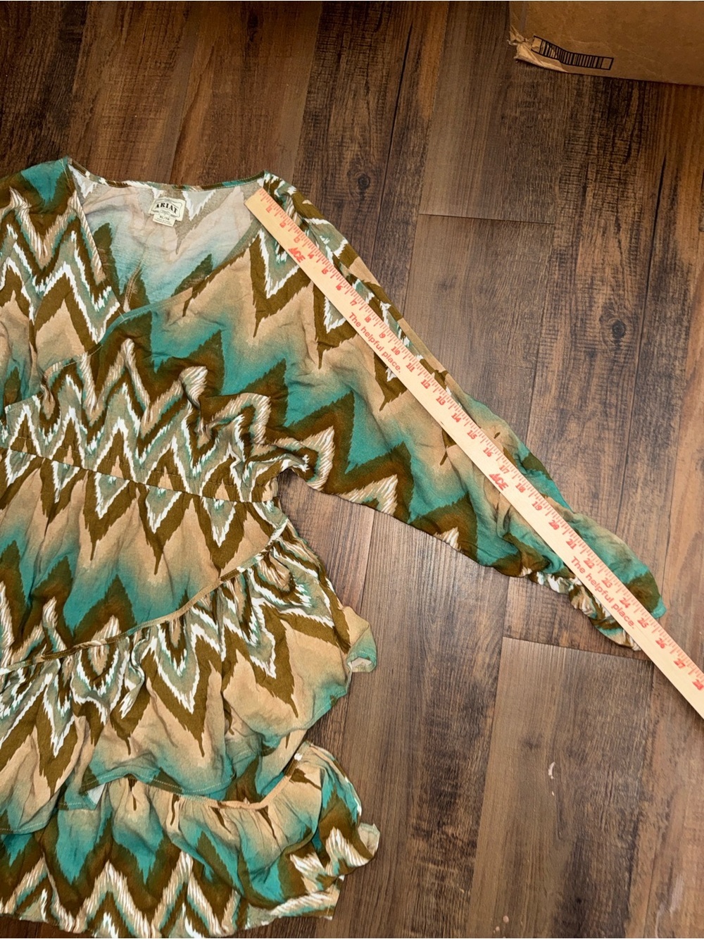 Ariat Chevron Mini Dress in Teal and Tan - Picture 12 of 12